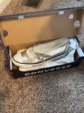 Converse Silver Dainty Mary Jane Sneaker with White Toe Cap